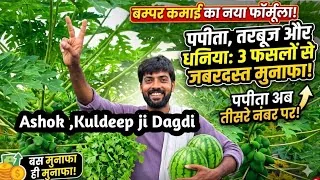 पपीता + तरबूज + हरा धनिया की 3 इन 1 खेती बम्पर मुनाफा Badnawar
